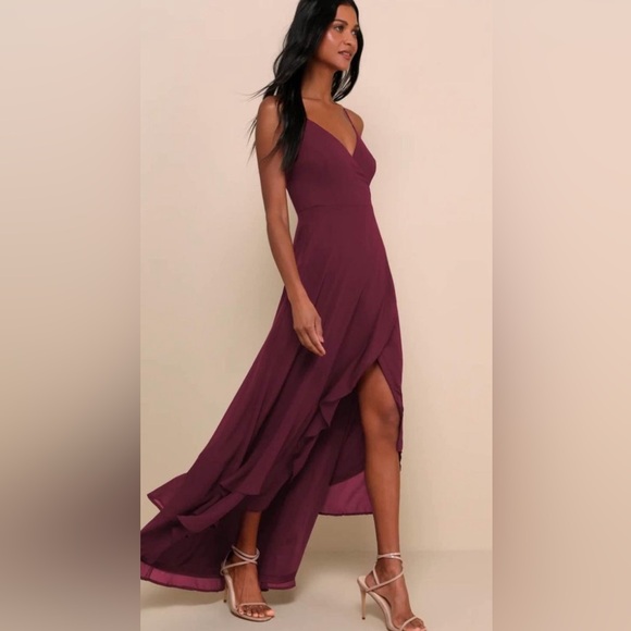 Gorgeous Lulus Lace Up High Low Maxi VNeck Spaghetti Strap Size S - Picture 3 of 16